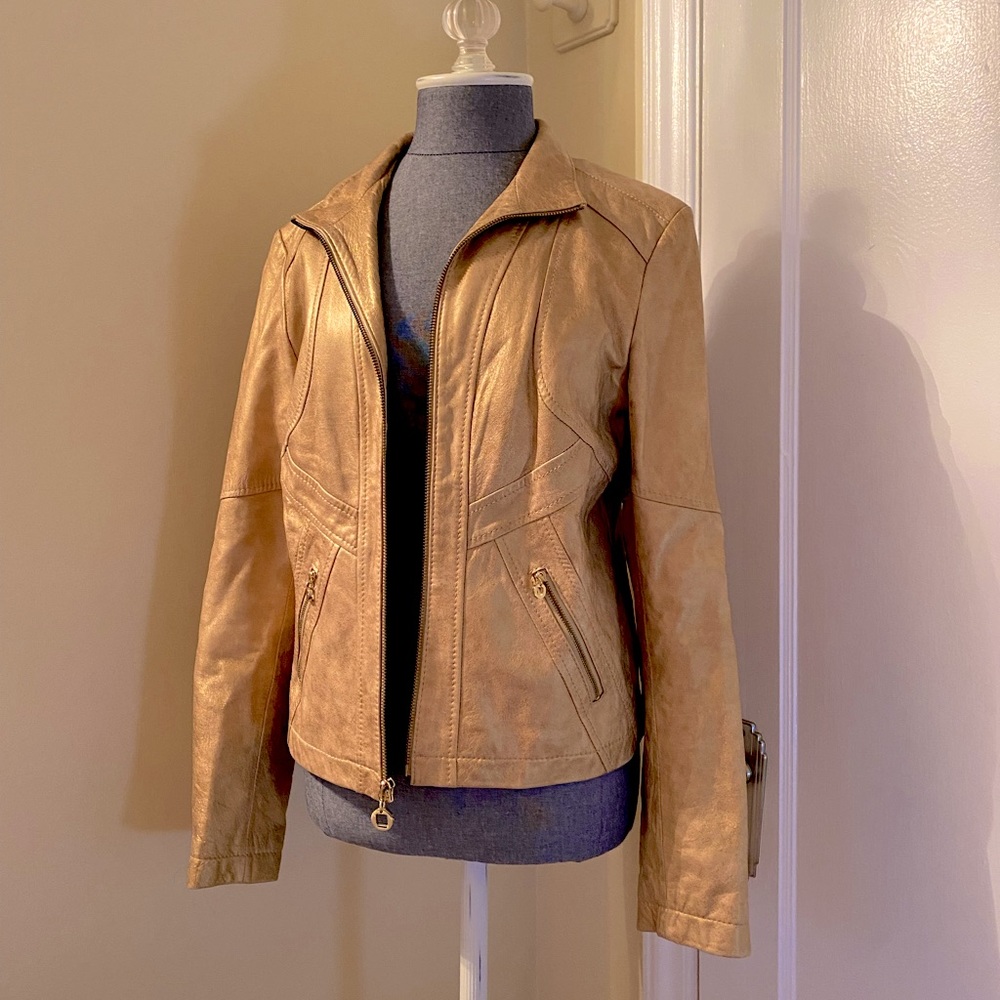Siena Studio Women’s Gold Leather Jacket Size M